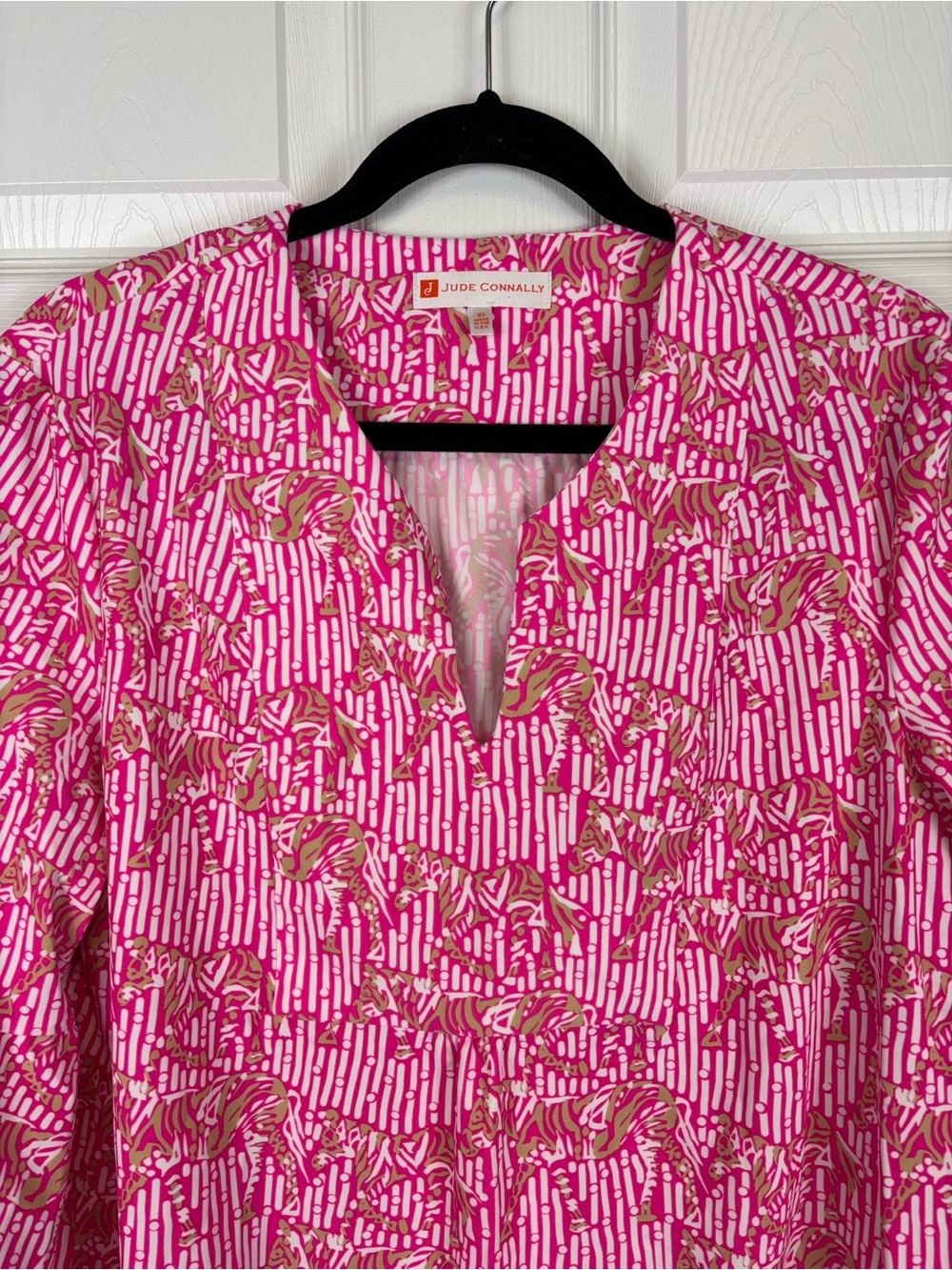 Jude Connally pink hidden zebra dress sz xl - Picture 5 of 8